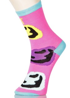 3 Single Pair Bundle Pack Lady's Art Faces Novelty Crew Socks