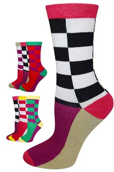 3 Single Pair Bundle Pack Fashion Design Crew Socks