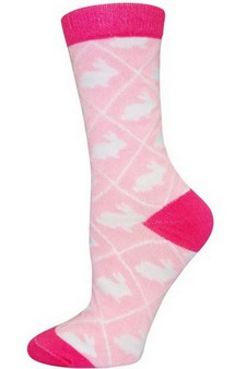 Novelty Bunny Print Crew Socks