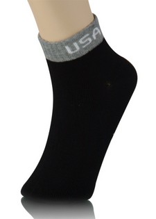 USA CONTRAST BANDING ANKLE CUT SOCKS