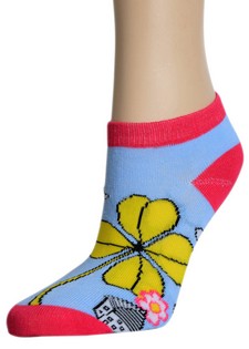 3 Pair Pack Low Cut Four Leaf Cloverville Design Spandex Socks