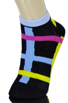 BRIGHT BASKET WEAVE LINES LOW CUT SOCKS