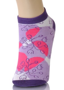 TULIPS AND OVERLAPPING HEARTS LOW CUT SOCKS