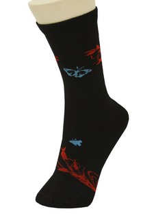 BUTTERFLIES AND PEACOCK FEATHERS CREW SOCKS style 4