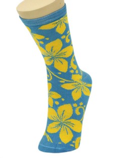 HIBISCUS FLOWER CREW CUT SOCKS style 2