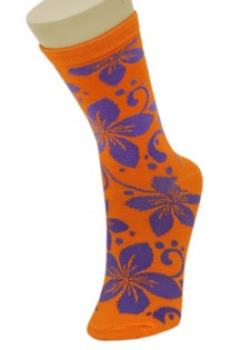 HIBISCUS FLOWER CREW CUT SOCKS style 4