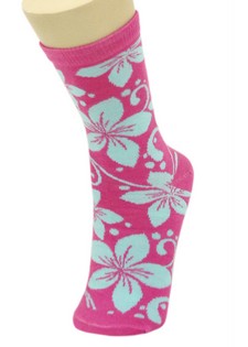 HIBISCUS FLOWER CREW CUT SOCKS style 6