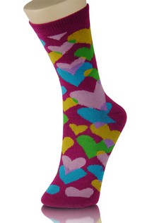 ALL OVER HEARTS CREW SOCKS style 6
