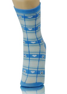 PLAID BUNNY HEARTS CREW SOCKS style 2