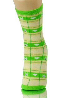 PLAID BUNNY HEARTS CREW SOCKS style 4