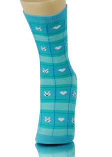 PLAID BUNNY HEARTS CREW SOCKS style 5