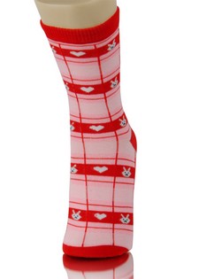 PLAID BUNNY HEARTS CREW SOCKS style 6