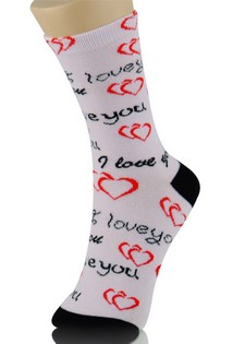 DOUBLE HEART I LOVE YOU CREW CUT SOCKS style 2