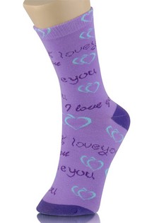 DOUBLE HEART I LOVE YOU CREW CUT SOCKS style 3