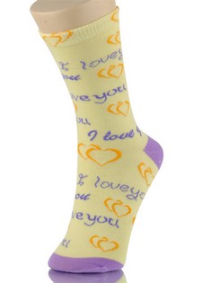 DOUBLE HEART I LOVE YOU CREW CUT SOCKS style 4