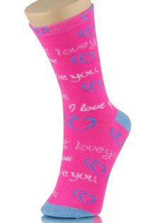 DOUBLE HEART I LOVE YOU CREW CUT SOCKS style 5