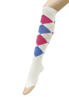 PASTEL ARGYLE PRINTED KNEE HIGH SOCKS style 6