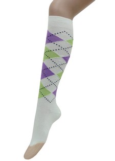PASTEL ARGYLE PRINTED KNEE HIGH SOCKS style 7