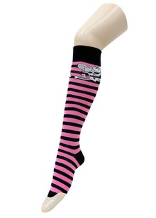 STRIPE SKULLS KNEE HIGH SOCKS style 3