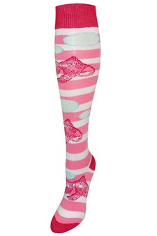 Striped Fish Print Knee High Socks