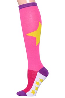 Color Block Star Print Knee High Socks