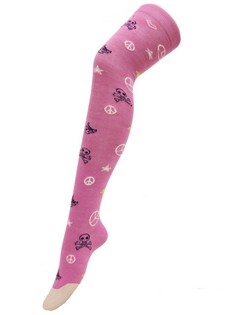 PEACE AND SKULLS THIGH HIGH SOCKS style 2
