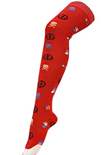 PEACE AND SKULLS THIGH HIGH SOCKS style 3