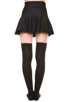 Solid Black Thigh High Socks style 3