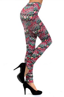 Lady's Marant Tie Dye, Shapes, and Outlines Printed Seamless Fashion Leggings