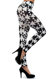 Lady's Pyramid Geometric Shapes Printed Seamless Fashion Leggings