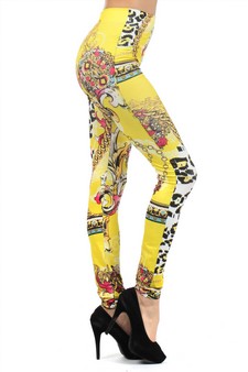Lady's Punx with Chainlinks and Leopard  Printed Seamless Fashion leggings