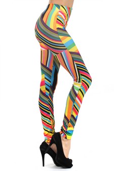 Lady's Streaking Stripes Printed Seamless Fashion Leggings