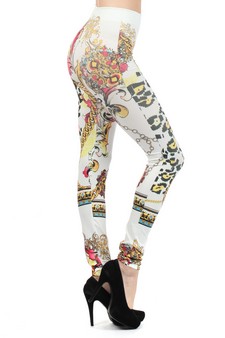 Lady's Punx with Chainlinks and Leopard  Printed Seamless Fashion Leggings
