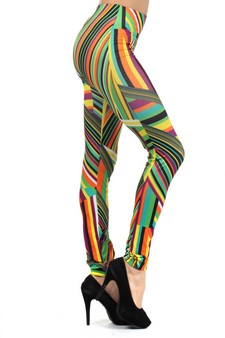 Lady's Streaking Stripes Printed Seamless Fashion Leggings