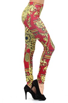 Lady's Duchess with Royal Crest and Chain links Printed Seamless Fashion Leggings