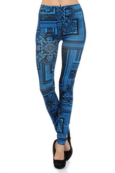 Lady's Bandana Frame Collage Printed Seamless Fashion Leggings style 3