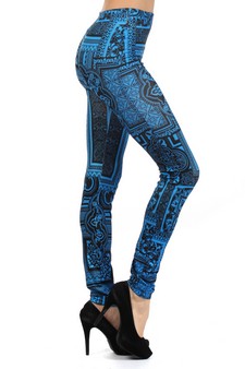 Lady's Bandana Frame Collage Printed Seamless Fashion Leggings