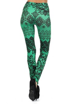 Lady's Bandana Frame Collage Printed Seamless Fashion Leggings style 3