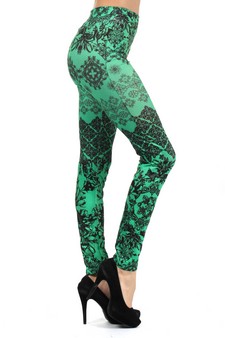 Lady's Bandana Frame Collage Printed Seamless Fashion Leggings