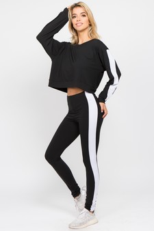 Women's Varsity Striped Crop Top & Leggings 2-Piece Set