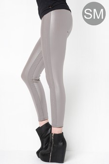STELLA ELYSE Embellished Side Knit Detail Liquid Leggings - Grey (S/M only)