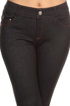 Women's Capri Jeggings w/ Faux Fly & Contrast Stitching style 4