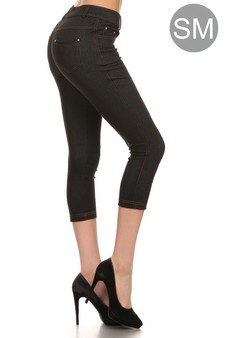 Women's Capri Jeggings w/ Faux Fly & Contrast Stitching