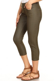 Women's Classic Solid Capri Jeggings (Large only) style 2