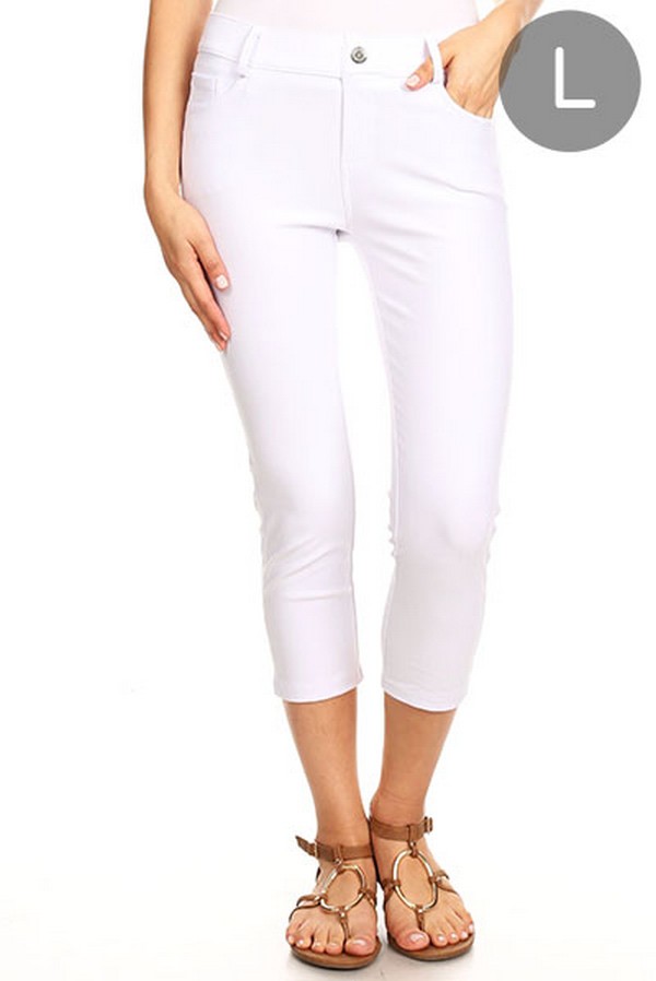 Women's Classic Solid Capri Jeggings (Large only) - Wholesale