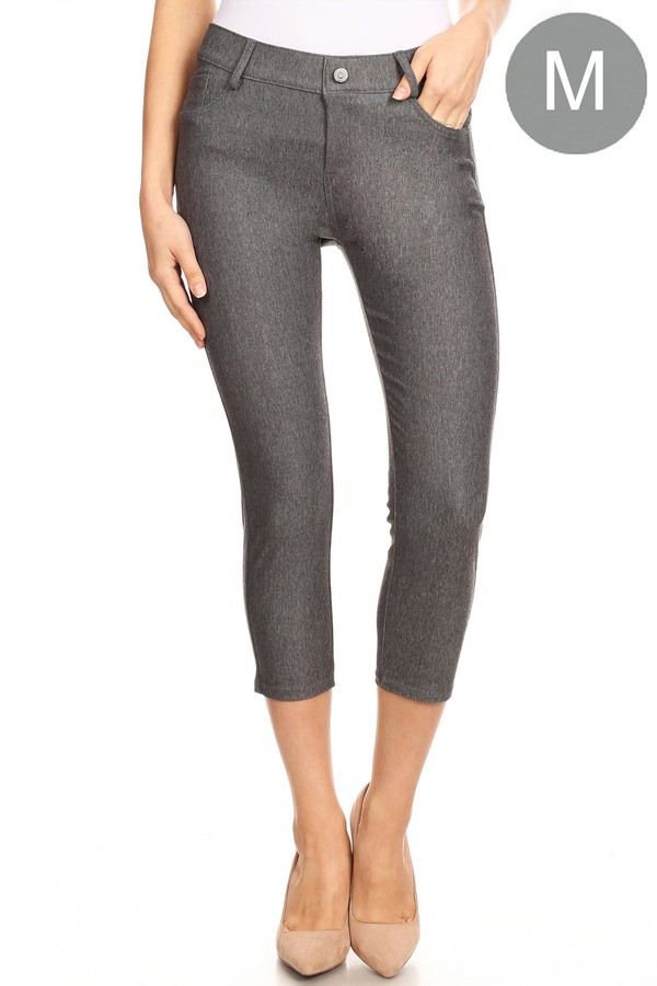 Women's Classic Solid Capri Jeggings (Medium only) - Wholesale