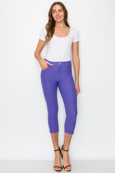 Women's Classic Solid Capri Jeggings (Medium only) style 4