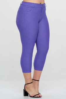 Women's Classic Solid Capri Jeggings (XL only) style 2