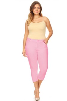 Women's Classic Solid Capri Jeggings (XXL only) style 3