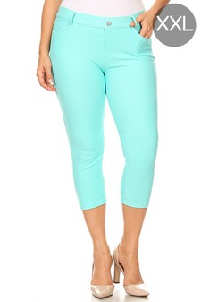 Women's Classic Solid Capri Jeggings (XXL only)